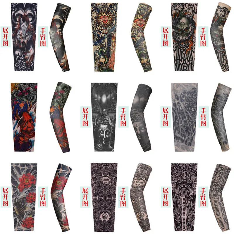 

1Pcs Tattoo Printed Arm Cover Sun Protection Hand Long Cuff Cooling Sleeves Riding Sleeves Arm Protection Sleeves Glove