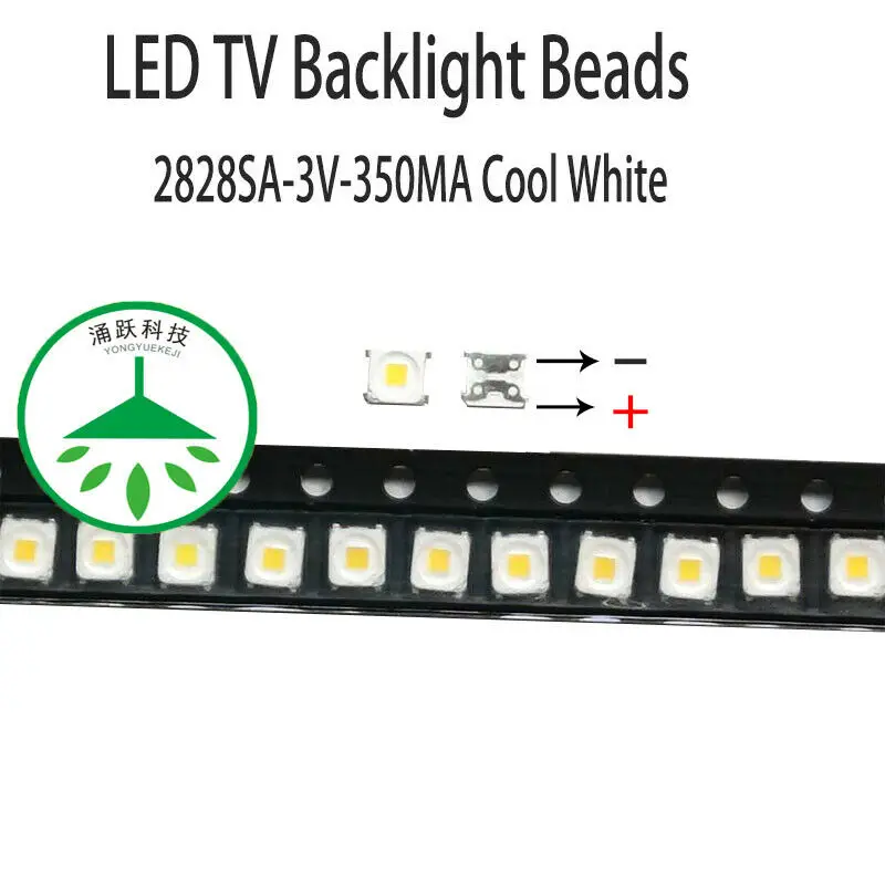 

Новинка 100 шт./лот светодиодная подсветка для ЖК-телевизора, часто используемые лампы для телевизора, 2828, патч для холодного белого света, 1 В...