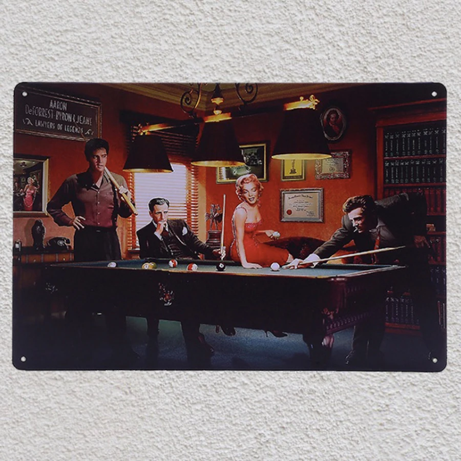 Элвис Пресли Монро Джеймс Дин Голливуд снукер оловянные таблички знаки