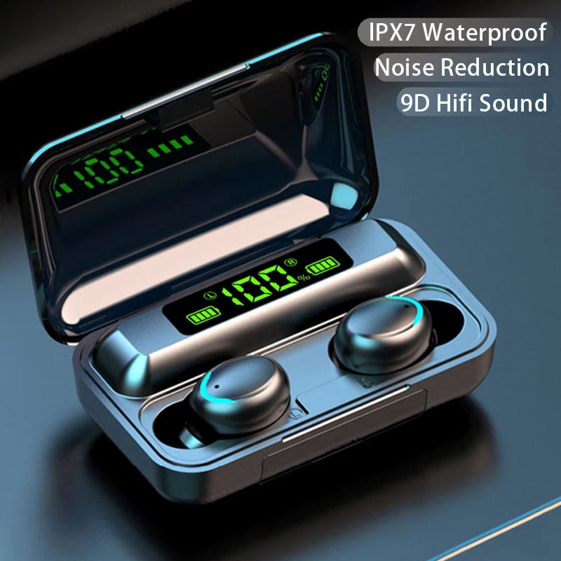 

Беспроводные стереонаушники F9 Tws 9D, спортивные водонепроницаемые IPX7 наушники-вкладыши, гарнитура с микрофоном, Bluetooth 5,0 наушники с зарядным ...