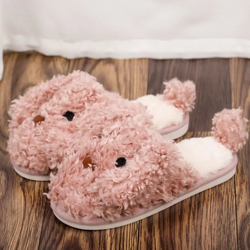 

Warm cotton slippers female cute household plush waterproof non-slip winter home slippers couple one man and one woman indoor