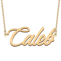 caleb name necklace for women stainless steel jewelry 18k gold plated nameplate pendant femme mother girlfriend gift