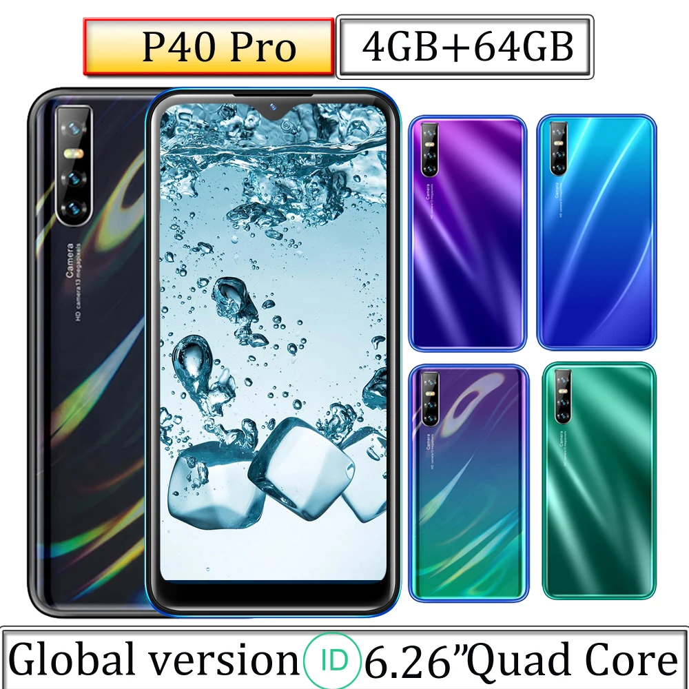 P40 Pro Мобильный телефон Android умной разблокировки Face ID 6 26 дюймов Оперативная память