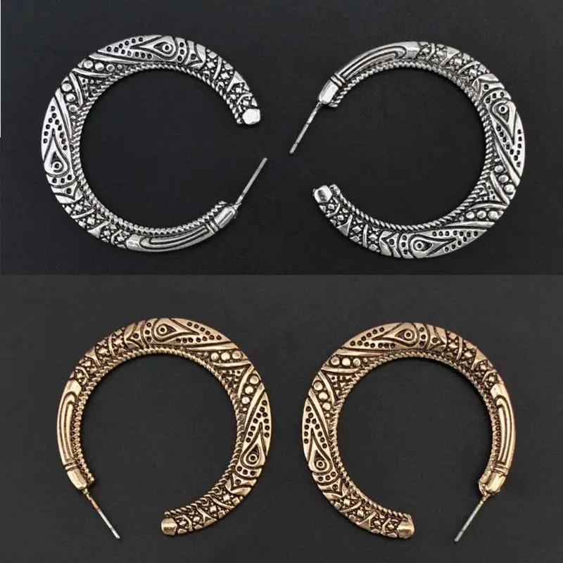 Vintage Tibetan Silver Gold Hoop Earrings Women Retro Indian Bollywood Jewelry | Украшения и аксессуары