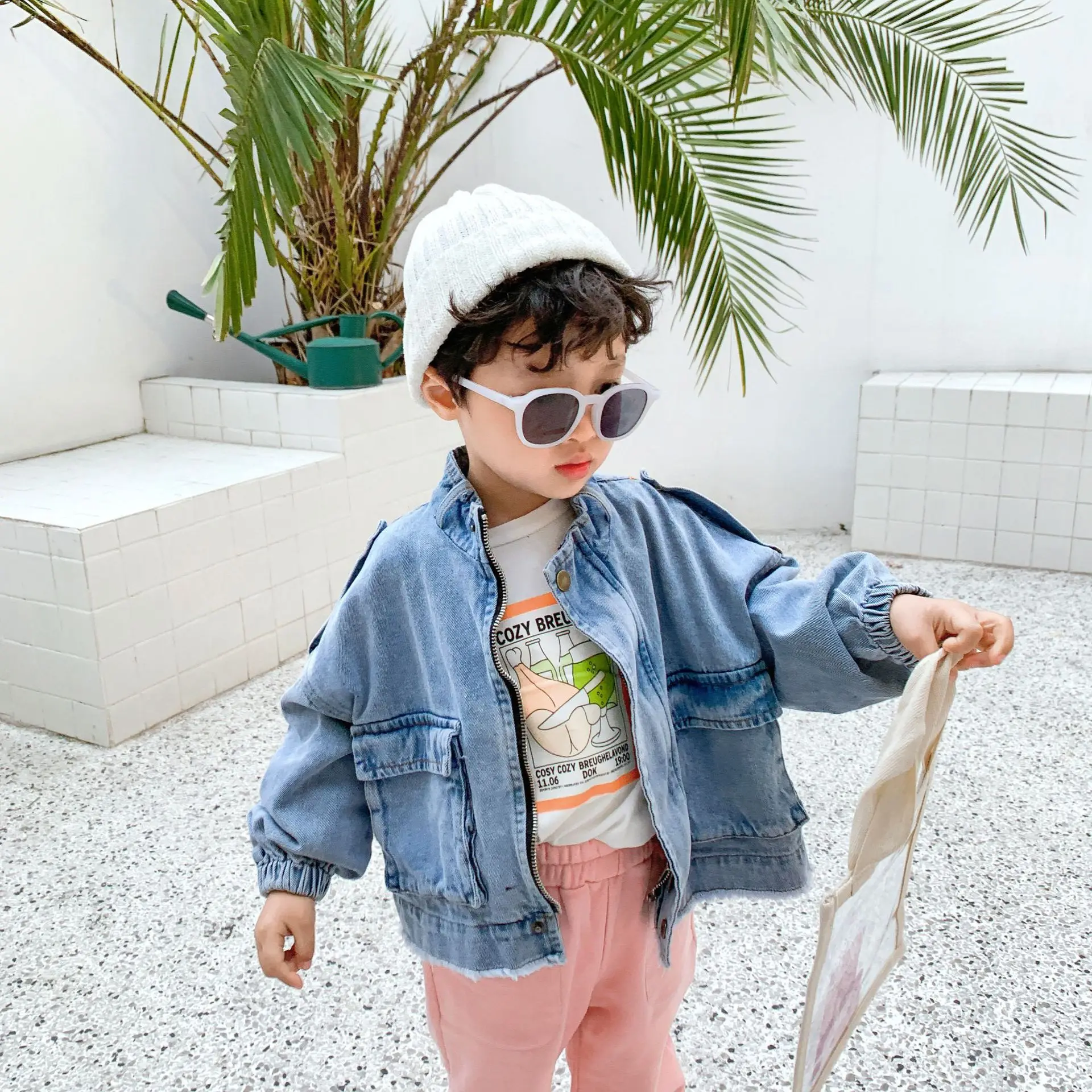 2020 модные джинсовые куртки для мальчиков весенне осенние детские пальто в