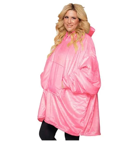 

Plush Coral Fleece Sherpa Blanket With Sleeves Super Soft Warm Outdoor Pocket Hoodie Adult Winter Hooded TV Blankets Sweatshirt