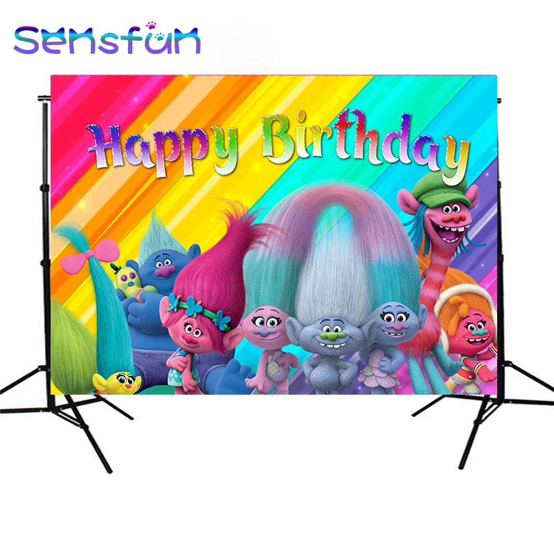 Фон для фотосъемки с изображением троллей детский фон вечеринки в честь первого