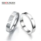 Парное кольцо SHOUMAN 4 мм с бриллиантами, Женское кольцо из нержавеющей стали, ювелирные изделия, индивидуальное название, Подарок на годовщину, никогда не выцветает