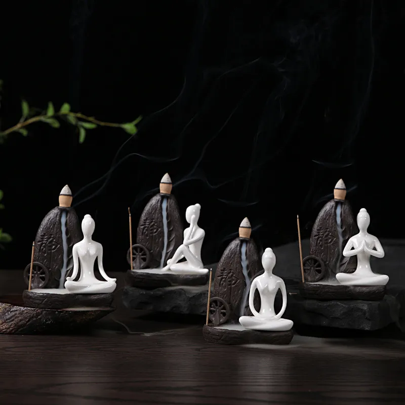 Творческие статуи йоги для девочек скульптуры Декор керамические абстрактные