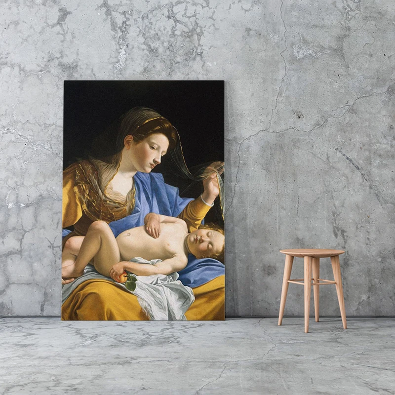 Постер на холсте Дева со спящим Христом для детей настенный художественный декор