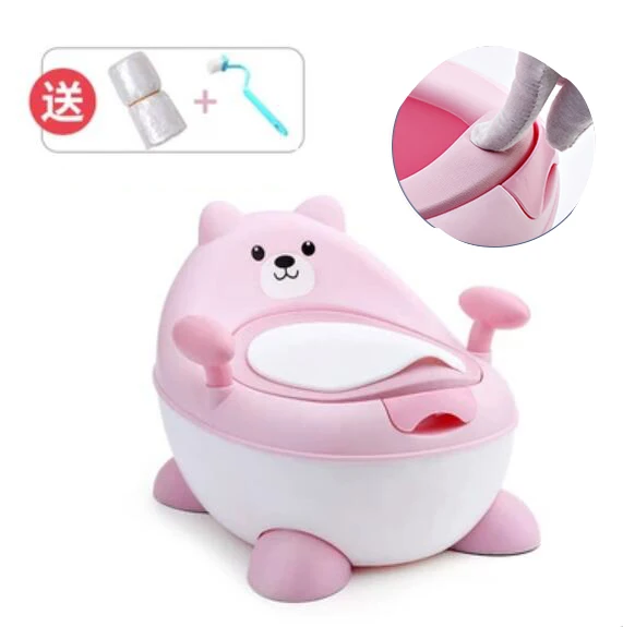soft pink Медведь Детский горшок многофункциональный туалет горшок Детский горшок тренировочный горшок для девочек горшок для мальчика стул Туалет бесплатно горшок щетка+ мешок для чистки - Цвет: soft pink