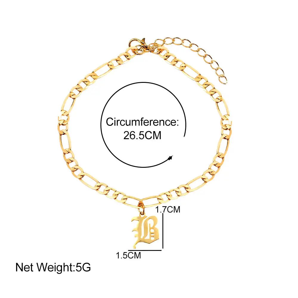 

SUMU A-Z Letter Initial Anklets Bracelet For Women Gold Color Alphabet Anklet Boho Summer Beach Barefoot Foot Jewelry Gift