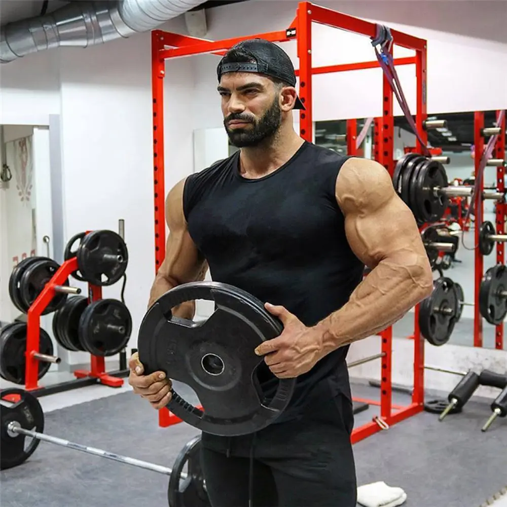 Майка мужская для спортзала тренировочная хлопковая рубашка без рукавов фитнеса