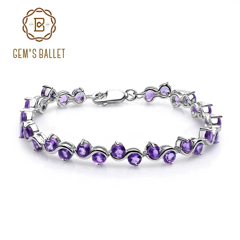 Review GEM’S BALLET 9.04Ct Natural Amethyst Purple Gemstone Bracelet 925 Sterling Silver Bracelets & Bangles For Women Fine Jewelry