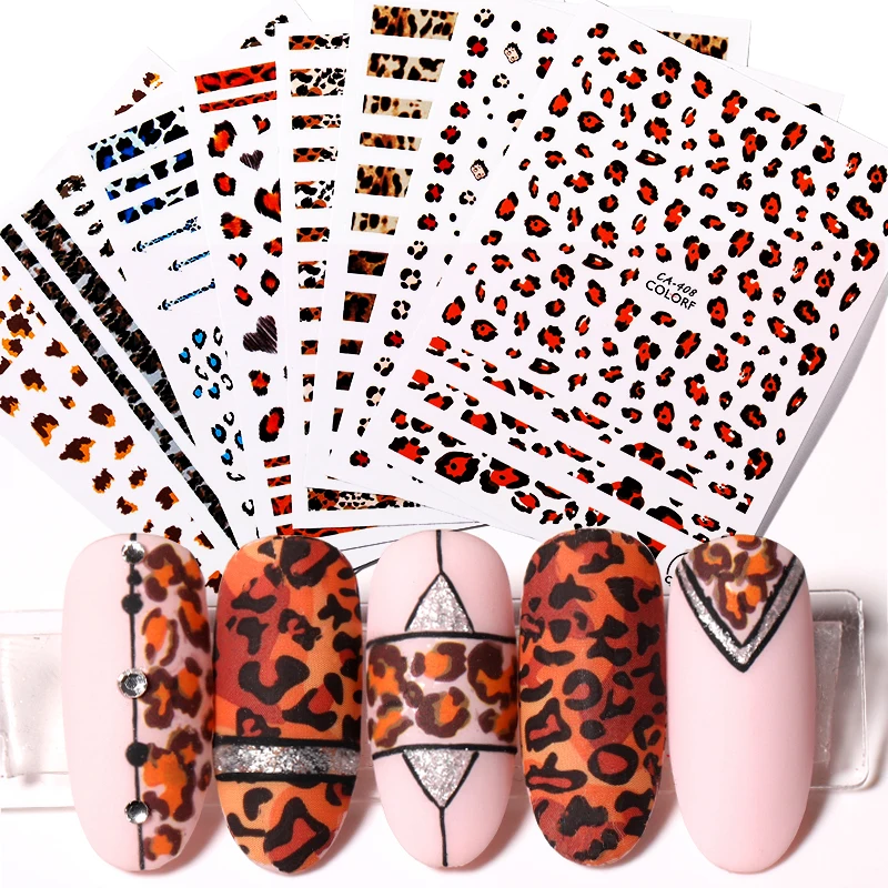 1 лист 3D наклейки для ногтей дизайна серия сексуальных леопардовых пятен с