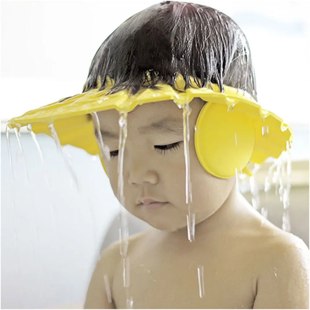 Wholesale Children Waterproof Cap Safe Baby Shower Cap Kids Bath Visor Hat Adjustable Baby Shower Cap Protect Eyes Hair