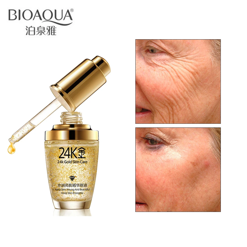 

BIOAQUA 24K Gold Face Cream Whitening Moisturizing 24 K Gold Day Creams &amp Moisturizers 24K Gold Essence Serum Face Skin Care