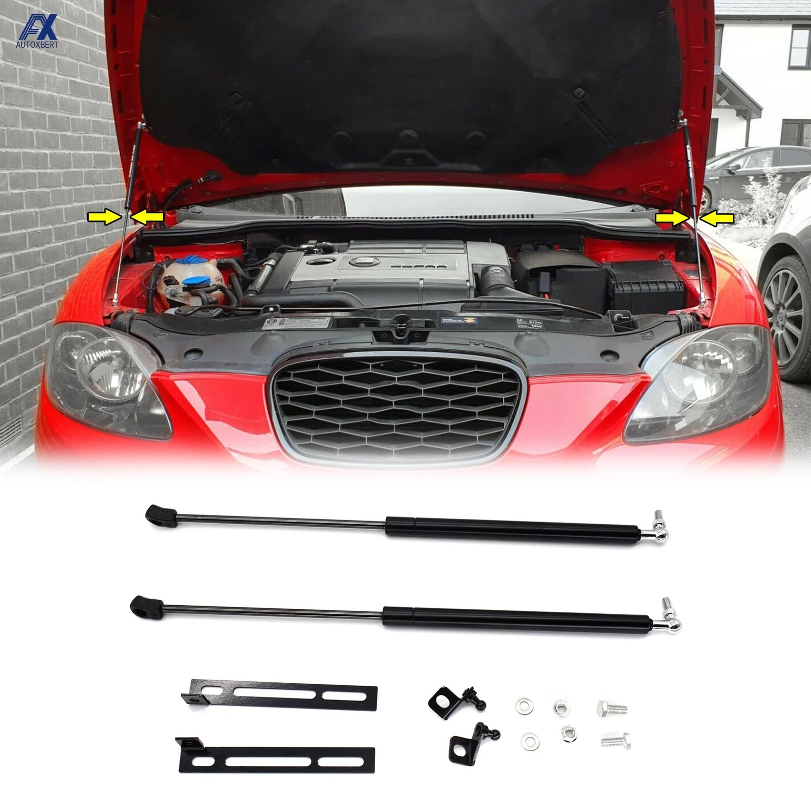 

For Seat Leon MK2 2005 2006 2007 2008 2009 2010 2011 2012 Front Bonnet Hood Gas Spring Struts Hydraulic Rod Car Accessories 2PCS