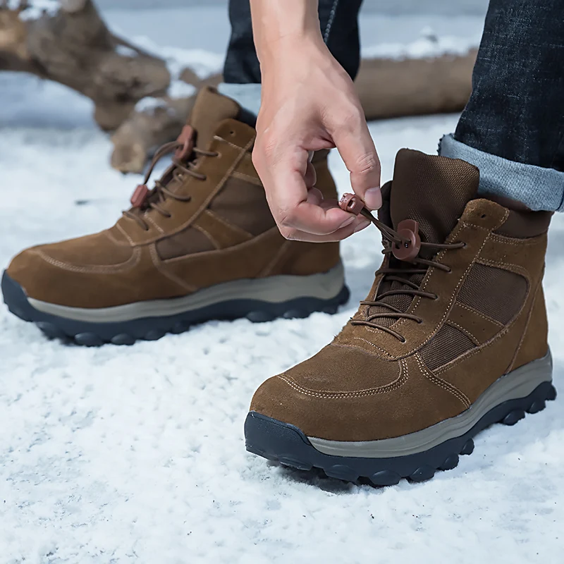 Фото Мужские теплые ботинки REETENE из 100% шерсти в стиле милитари|Зимние сапоги| |