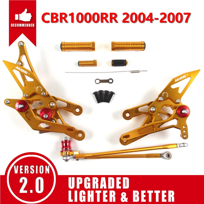 Gold 2004-2007 Араши для HONDA CBR1000RR 2004- с ЧПУ Регулируемая подножка Rearsets подножка CBR1000 CBR 1000 RR 2012 2013 - Цвет: Gold 2004-2007