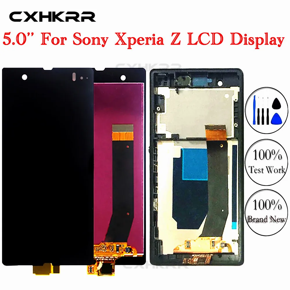 Оригинальный дисплей для Sony Xperia Z ЖК сенсорный экран дигитайзер с рамкой LCD L36H | Сенсорные панели -тачскрин -1005001269804230