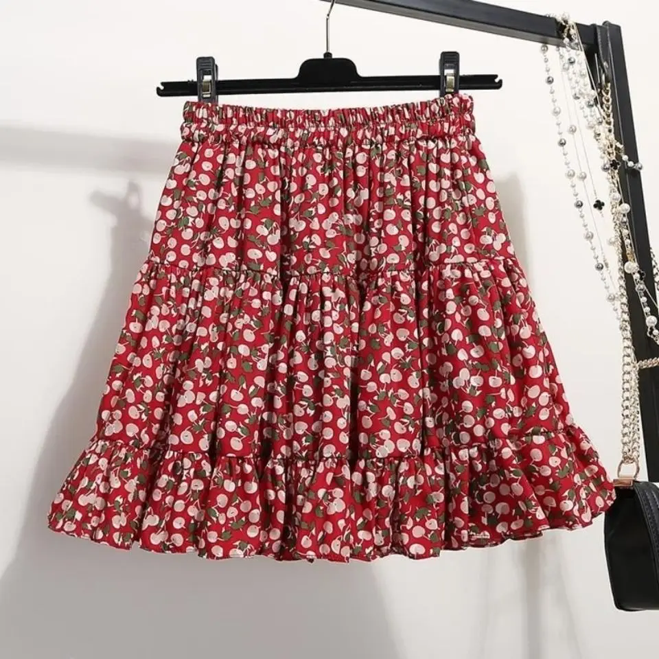 

Fresh skirt short skirt women's summer Korean version 2020 fashion high waist A-line skirt slim floral girl student A-line skirt