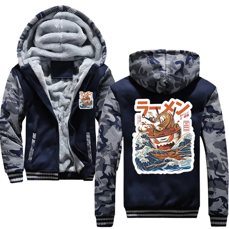 

The Great Ramen off Kanagawa Men Hoodies Men's Thick Warm Hooded Sweatshirts Brand Clothing Hoodie Sweatshirt Male