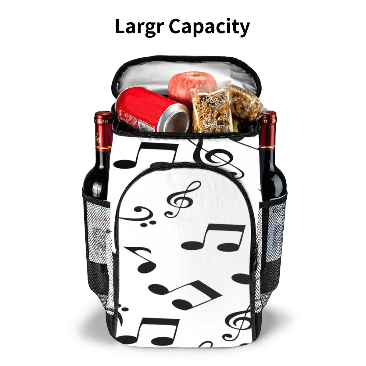 protable insulated thermal cooler waterproof lunch bag abstract music notes picnic camping backpack double shoulder wine bag free global shipping