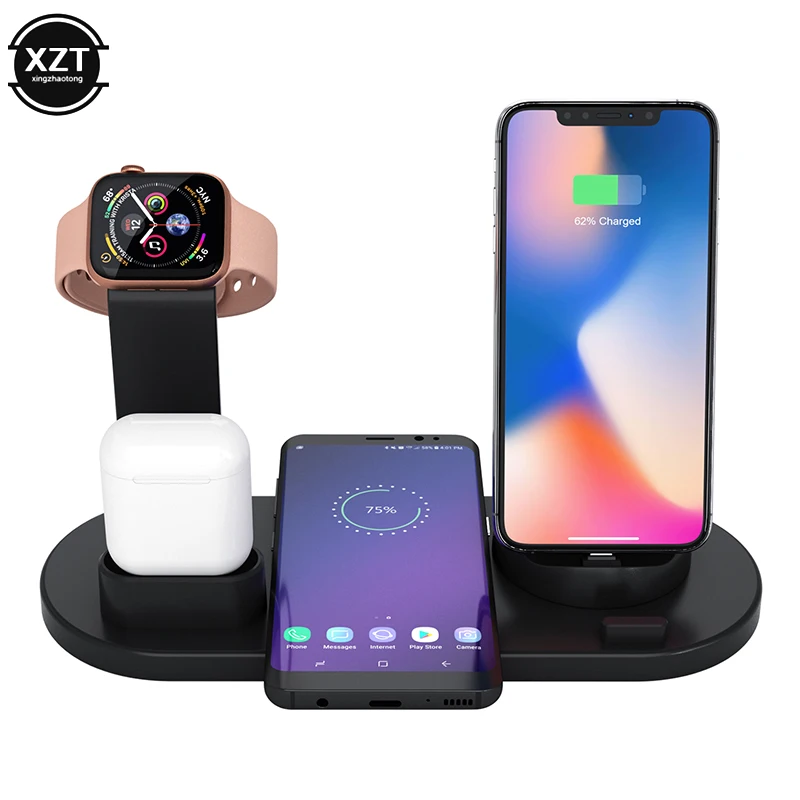 

Wireless Charger Stand 4 in 1 Qi 15W Fast Charging Dock Station for Apple Watch iWatch 5 4 3 AirPods Pro For iPhone 11 XS XR X 8