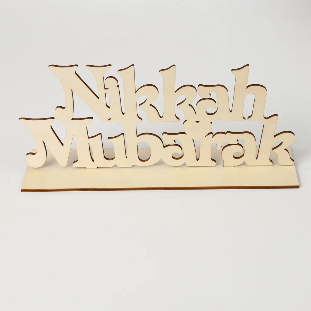 

Wooden English Alphabet Letter Gurbang Eid Mubarak DIY Muslim Ramadan Home Wooden Creative Crafts Ornaments