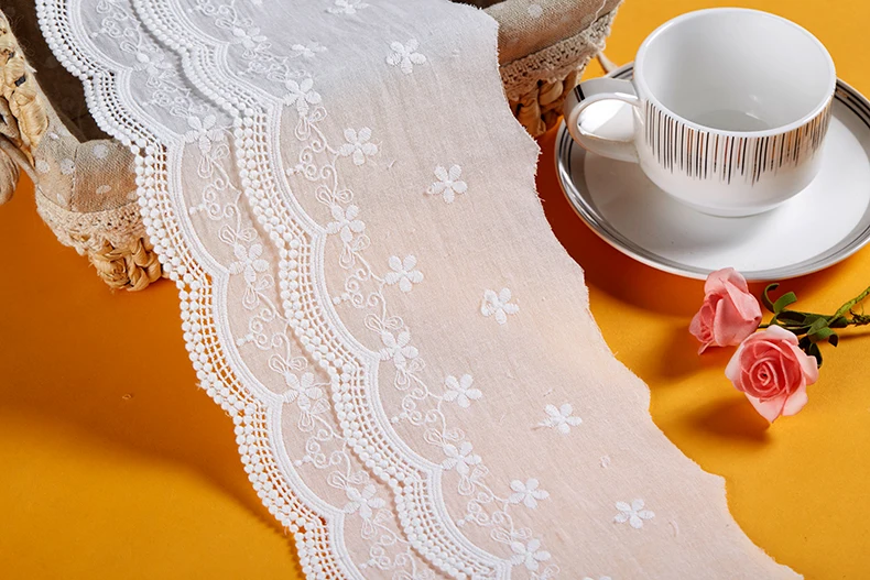 Двухслойная хлопковая кружевная лента с цветочной вышивкой ткань для шитья