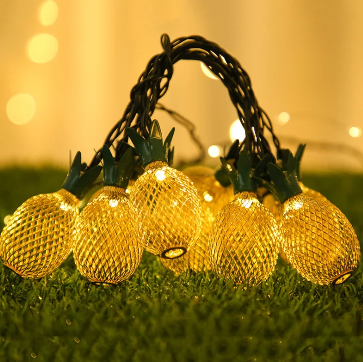 LED Wrought Pineapple Christmas and Holiday Lights 1.5m 10heads 3m 20heads Scenery Window Lighting Decoration Lights With batter
