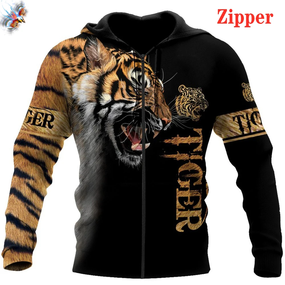 

2021 Fashion Autumn Hoodie High Tiger Skin 3D Printing Domineering Men's Sweatshirt Unisex Casual Pullover Large Size