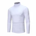 Мужская приталенная Водолазка с длинным рукавом, белая рубашка с воротником-хомутом, Осень-зима 2021