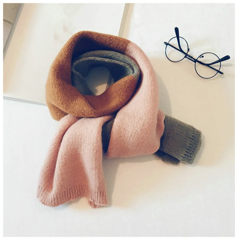 Осень зима 2019 вязаный детский шарф модный Джокер в Корейском стиле цветной