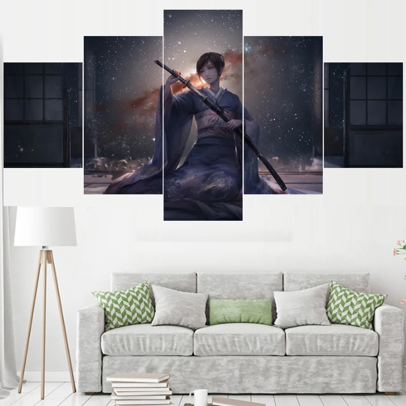 5 шт. настенные картины с изображением японского воина|Рисование и каллиграфия| |