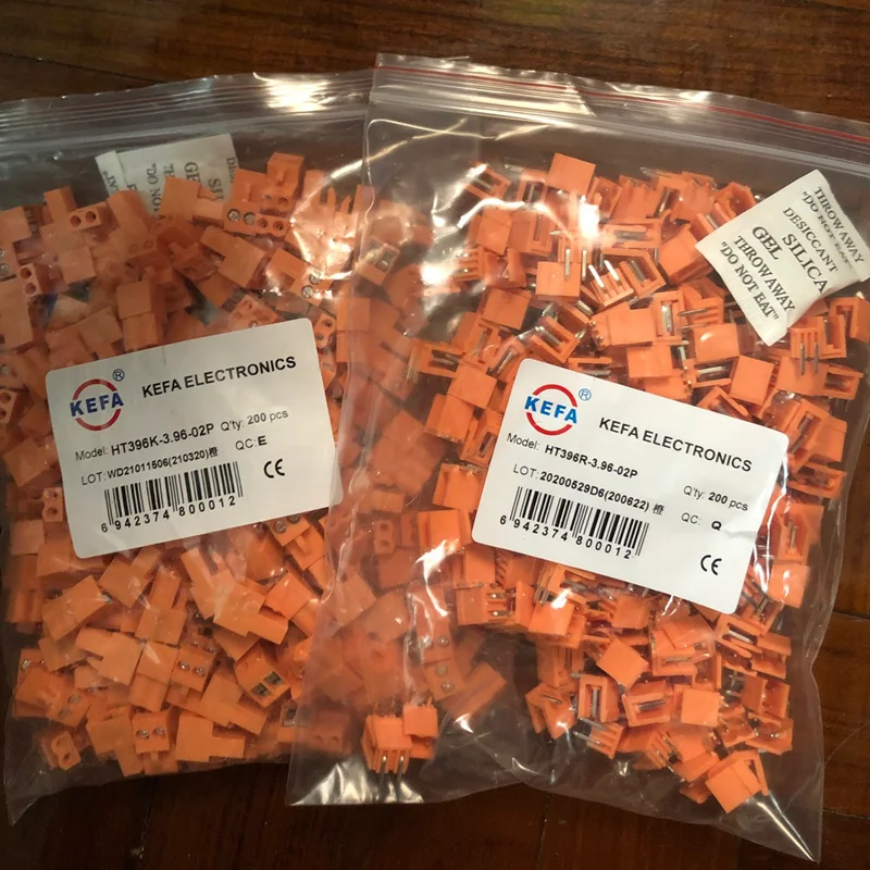 200 шт. KEFA HT3.96 HT396K HT3.96K HT396 2P PCB клеммная колодка 15EDGK 3,96 мм 2-контактная оранжевая клеммная колодка PHOENIX deson