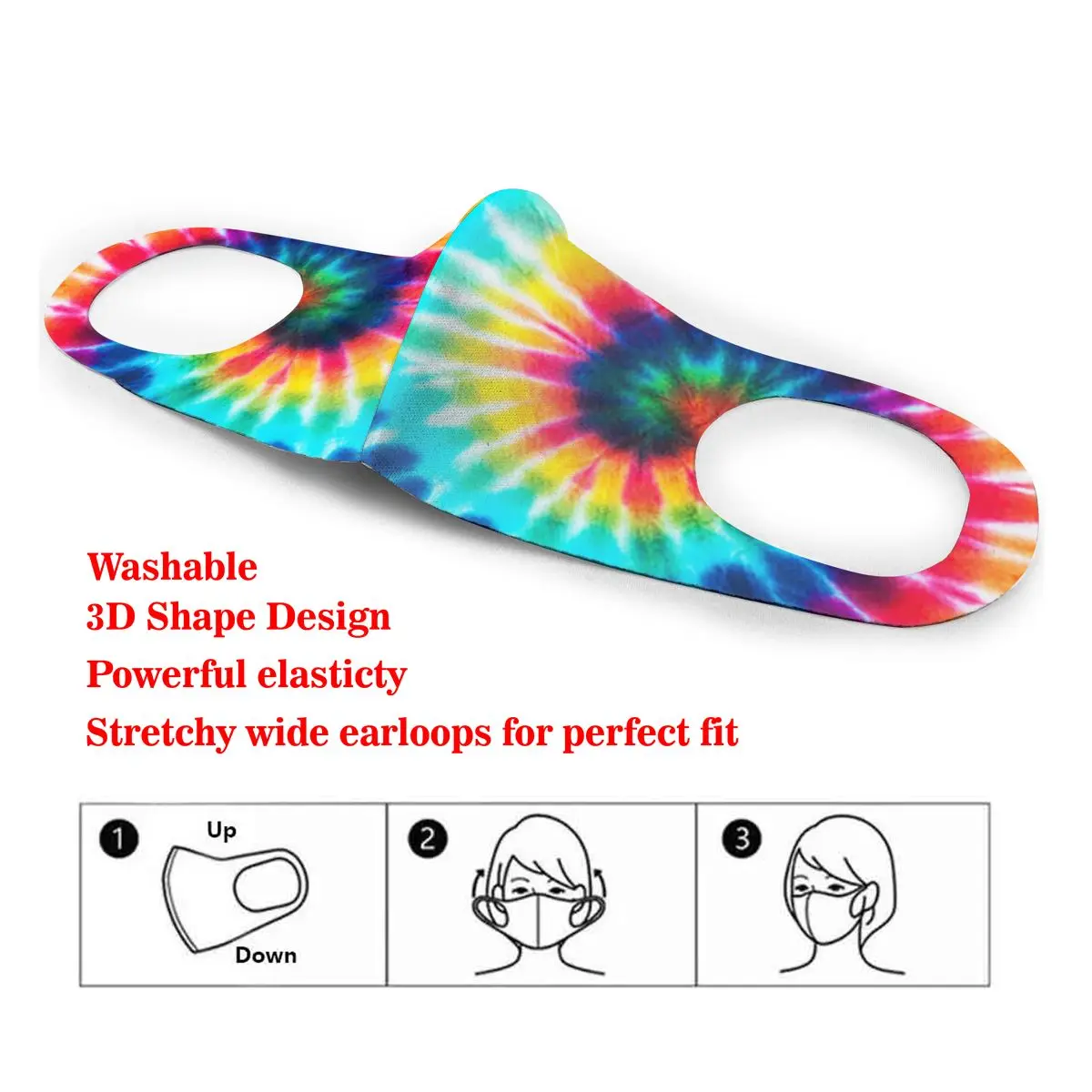 

Dust Mask Faded Spiral Streak Tie Dye Mouth Face Mask for Adult Kids Windproof Washable Reusable