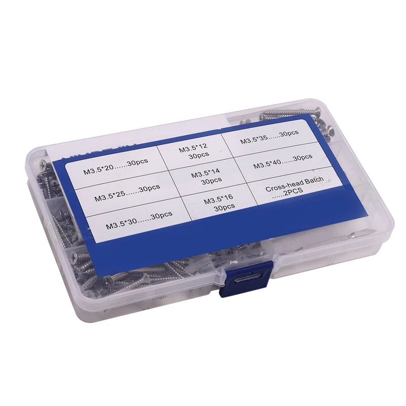 242 шт. M3.5 набор винтов из нержавеющей стали с плоской головкой саморезы комплект