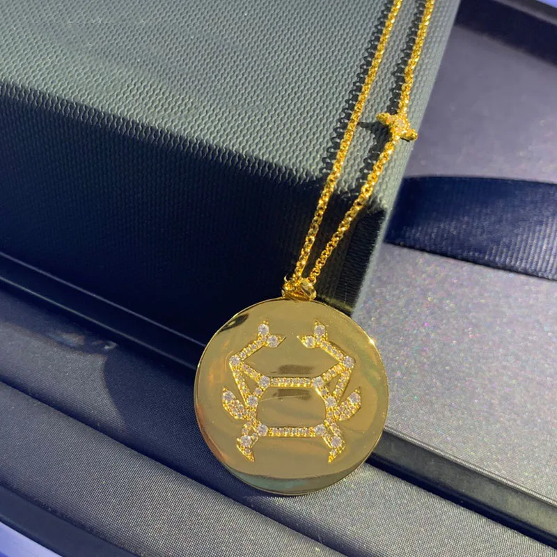 

Brand 1:1Fashion Necklace Gold Color 12 Constellations Pendant Adjust Chain Women Choker Personality Jewelry Birthday Gift