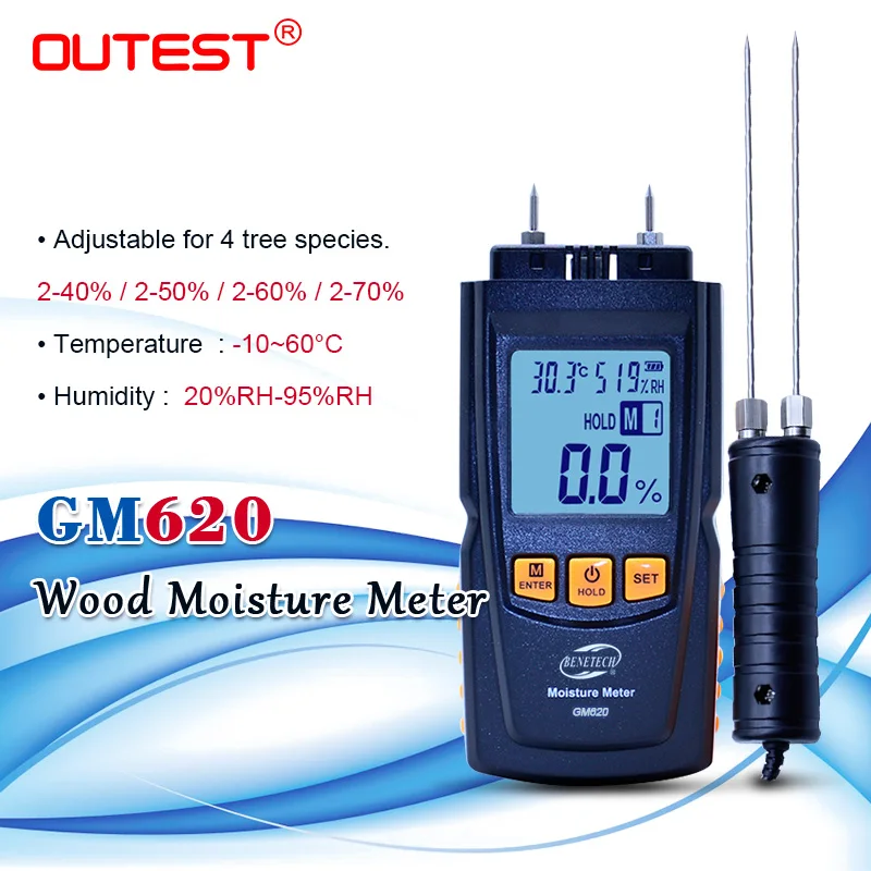 

Digital LCD Display Wood Moisture Meter 2~70% Humidity Tester Timber Damp Detector portable wood moisture meter GM620