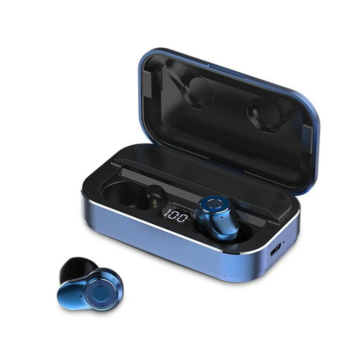 TWS, Bluetooth наушники, стерео звук, беспроводные наушники, Bluetooth 5,0, HD вызов, беспроводная Bluetooth гарнитура с 3500 мАч, внешний аккумулятор - Цвет: Blue