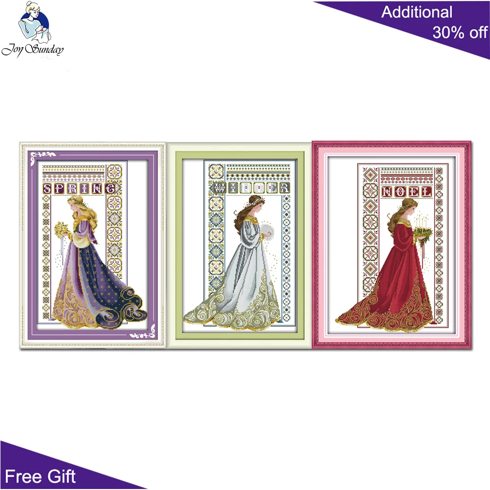 Joy Sunday Красивая вышивка крестиком R864R884R885(2) 14CT 11CT подсчитанный и отпечатанный