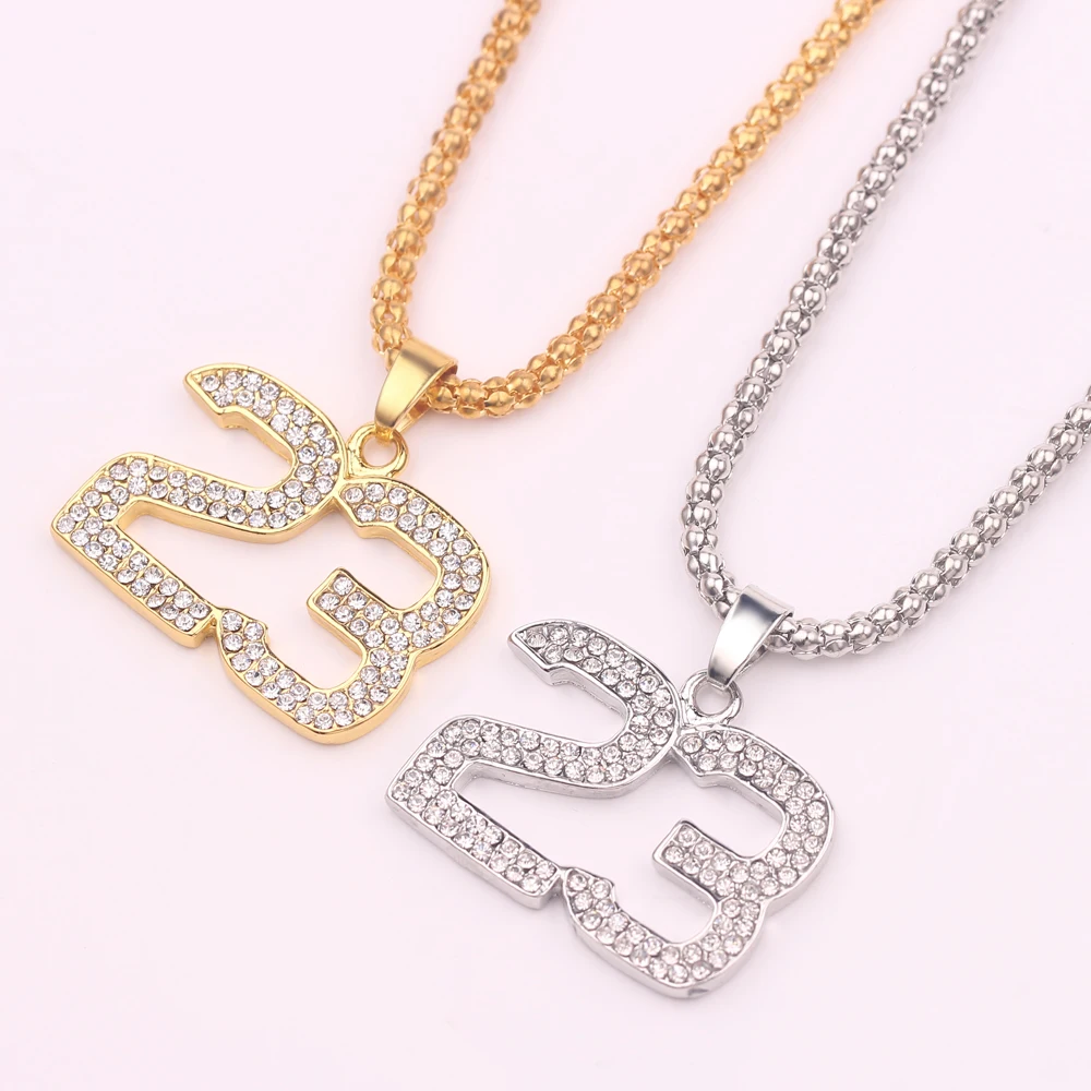 Баскетбольная Легенда номер 23 кулон ожерелье блестящие стразы Блестящий Золотой