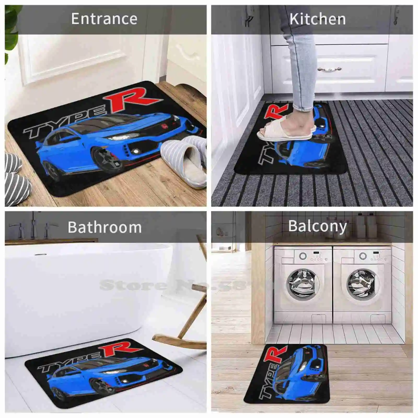 Boost Blue Civic Тип R Fk8 турбо мягкая подушка автомобиль домашний коврик дверной Integra Rsx