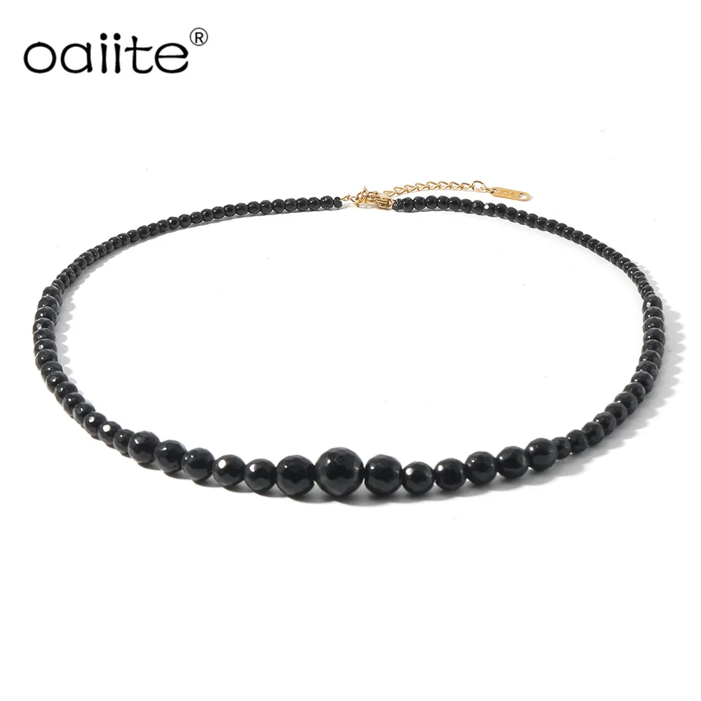Ожерелье-чокер OAIITE Lucky креативное модное ожерелье из черного оникса с бусинами