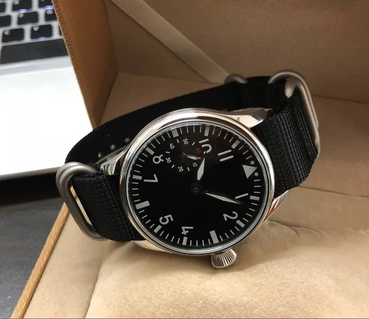 Мужские механические зеленые светящиеся часы пилот GEERVO с черным циферблатом 44 мм