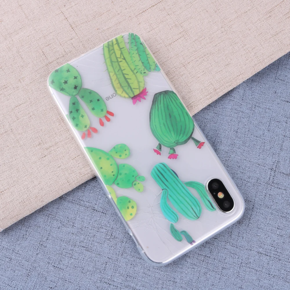 Мягкий ТПУ защитный чехол с принтом кактуса ударопрочный из для сотового