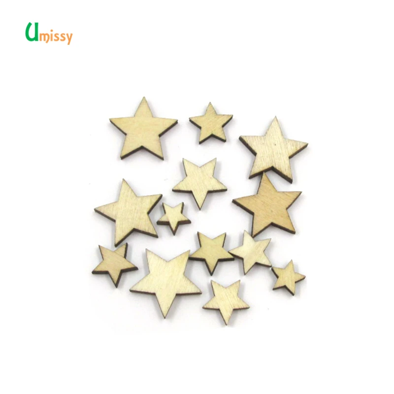 100 шт деревянные пуговицы в ассортименте размеры цветок Сердце Звезда DIY