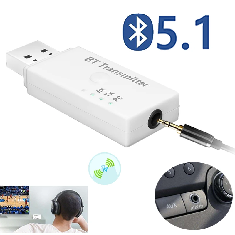 Аудиоадаптер E3 USB Bluetooth 5 0 3 мм AUX-передатчик автомобильный ТВ-приемник для ПК